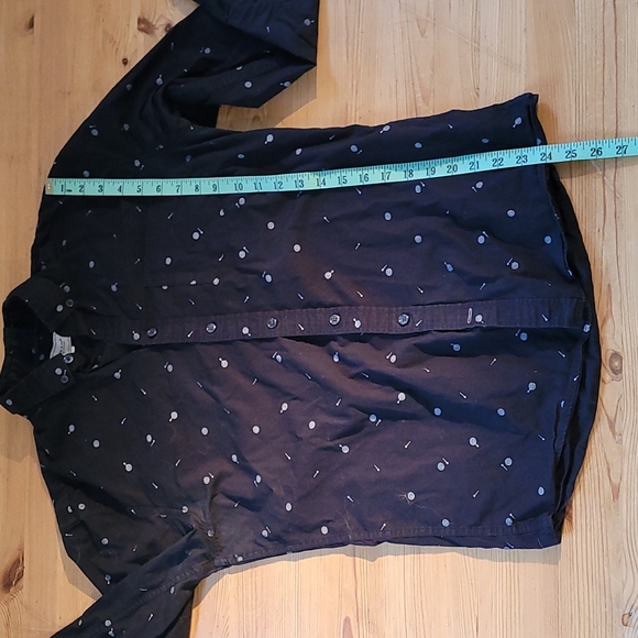Frank & Oak button up dart themed  mens button down black long sleeve medium - Picture 6 of 6